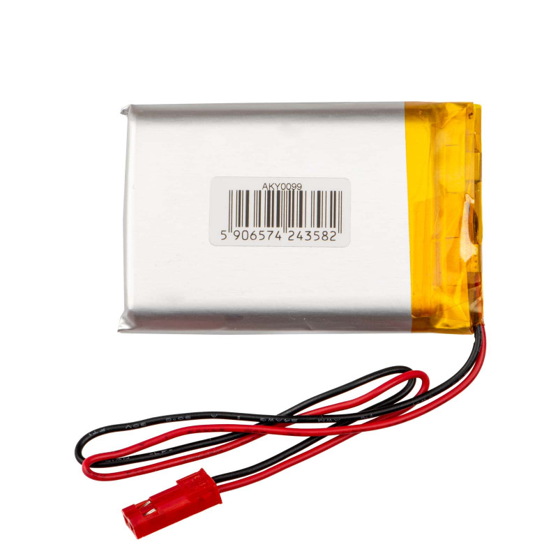 Akyga AKY0099 LP903450 batteria ricaricabile Li-Po 3,7 V 1600 mAh con PCM, connettore maschio JST 2,54 mm 2 pin, cavo 150 mm
