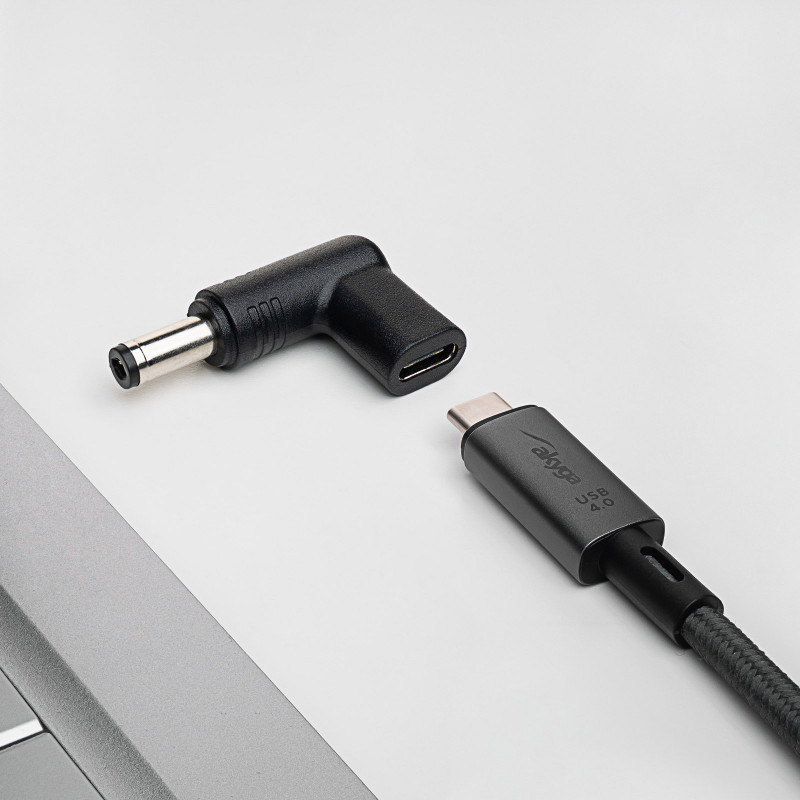Akyga AK-ND-C02 adattatore di ricarica USB-C a DC 5,5 x 2,1 mm per notebook, 18,5-20 V, 100 W