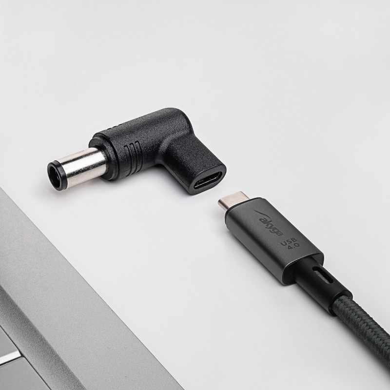 Akyga AK-ND-C07 adattatore di ricarica USB-C a DC 7,4 x 5,0 mm + pin per notebook, 18,5-20 V, 100 W, per HP
