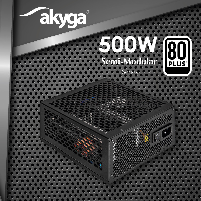 Akyga AK-FL-500 alimentatore ATX fanless 500 W, completamente modulare, 80 PLUS, APFC