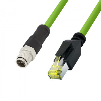 LogiLink CQM035S cavo patch industriale, Cat.6A, PUR, da M12 X-coded a RJ45, 1 m