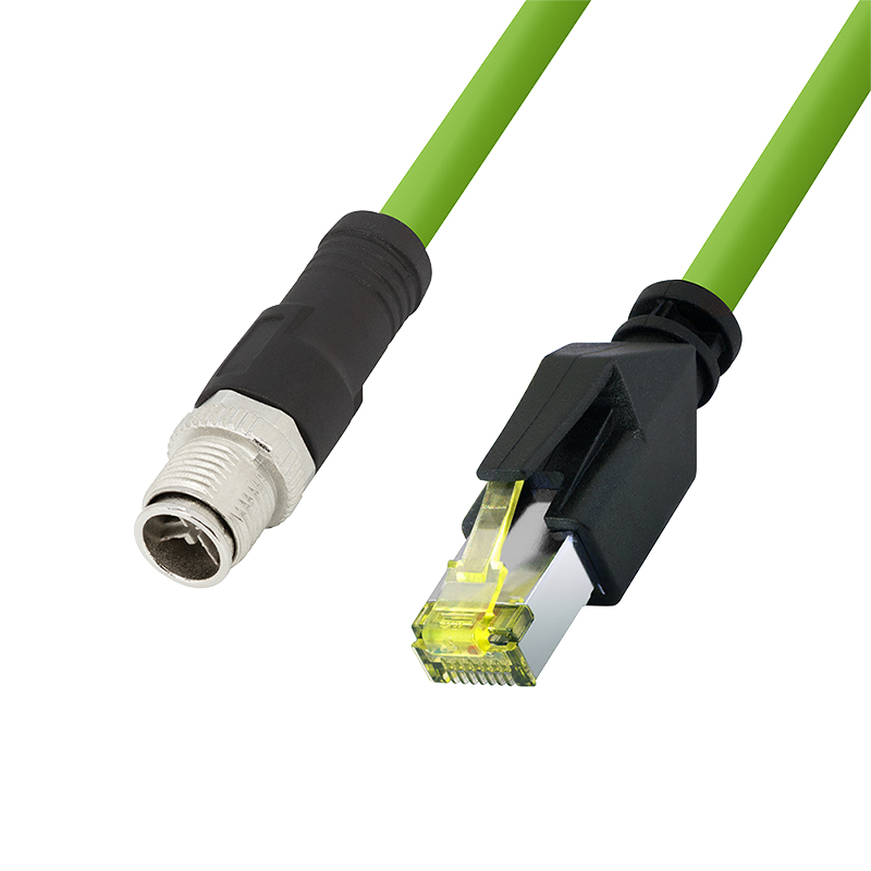 LogiLink CQM035S cavo patch industriale, Cat.6A, PUR, da M12 X-coded a RJ45, 1 m