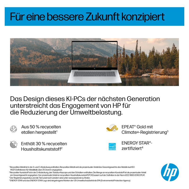 Notebook HP OmniBook 7 17-dc0675ng, Intel Core Ultra 7 256V, 32 GB RAM, SSD da 1 TB, Windows 11 Pro, tastiera tedesca