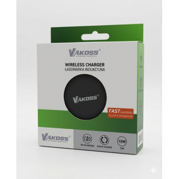 Vakoss MY5316K caricatore wireless magnetico, 15 W, nero