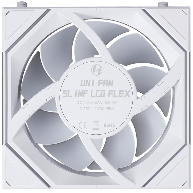 Lian Li UNI FAN SL-INF 120 FLEX LCD Wireless ventola per case, ARGB e LCD, 120 mm, bianca