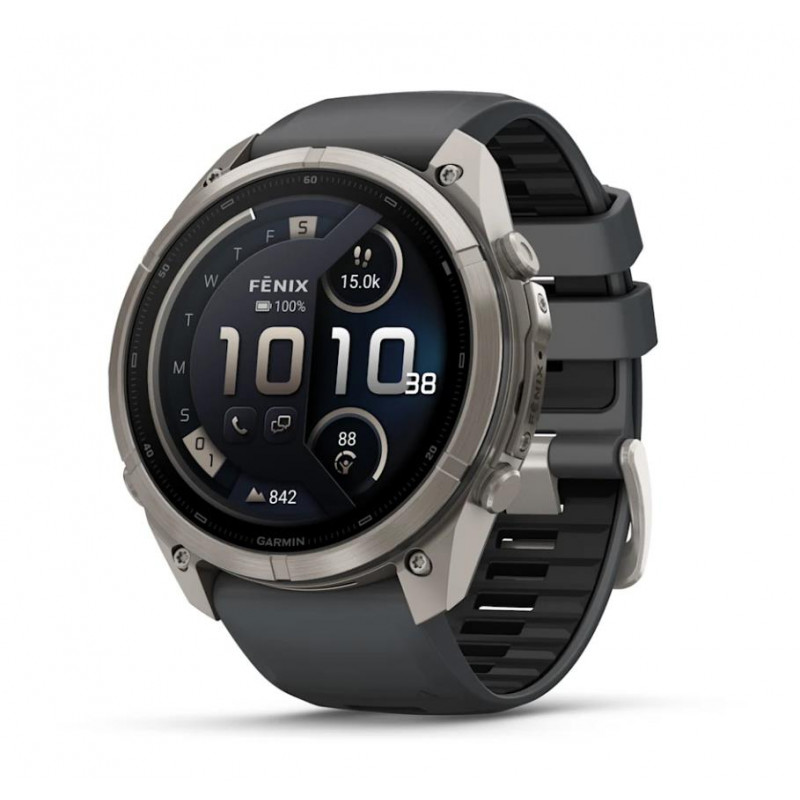 Smartwatch Garmin Fenix 9 Pro inReach, 51 mm, cassa in titanio, cinturino in silicone grafite/nero