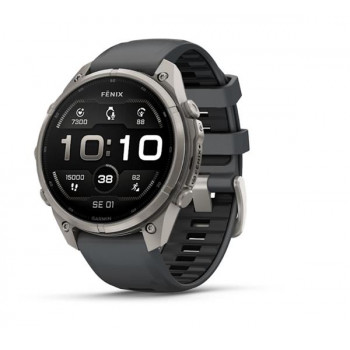 Smartwatch Garmin Fenix 9 Pro, 47 mm, cassa in titanio, cinturino in silicone grafite/nero