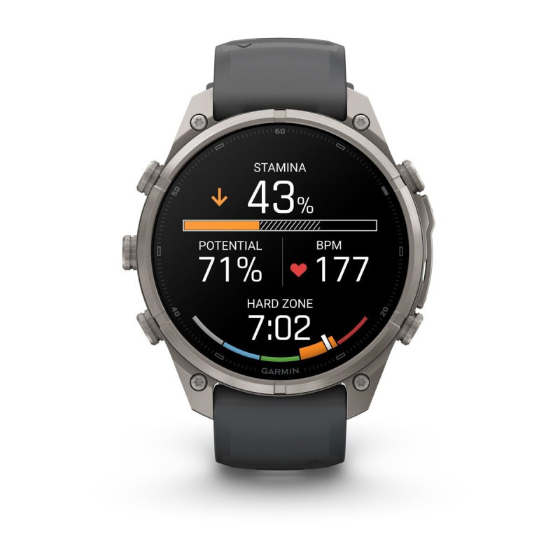 Smartwatch Garmin Fenix 9 Pro, 47 mm, cassa in titanio, cinturino in silicone grafite/nero