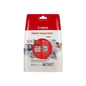 Canon CLI-581 C/M/Y/BK cartucce d'inchiostro Photo Value Pack (4 pz.) con carta fotografica