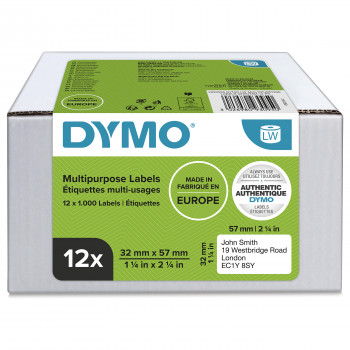 DYMO 2093095 etichette multiuso LabelWriter, 32 x 57 mm, 12 rotoli, bianche