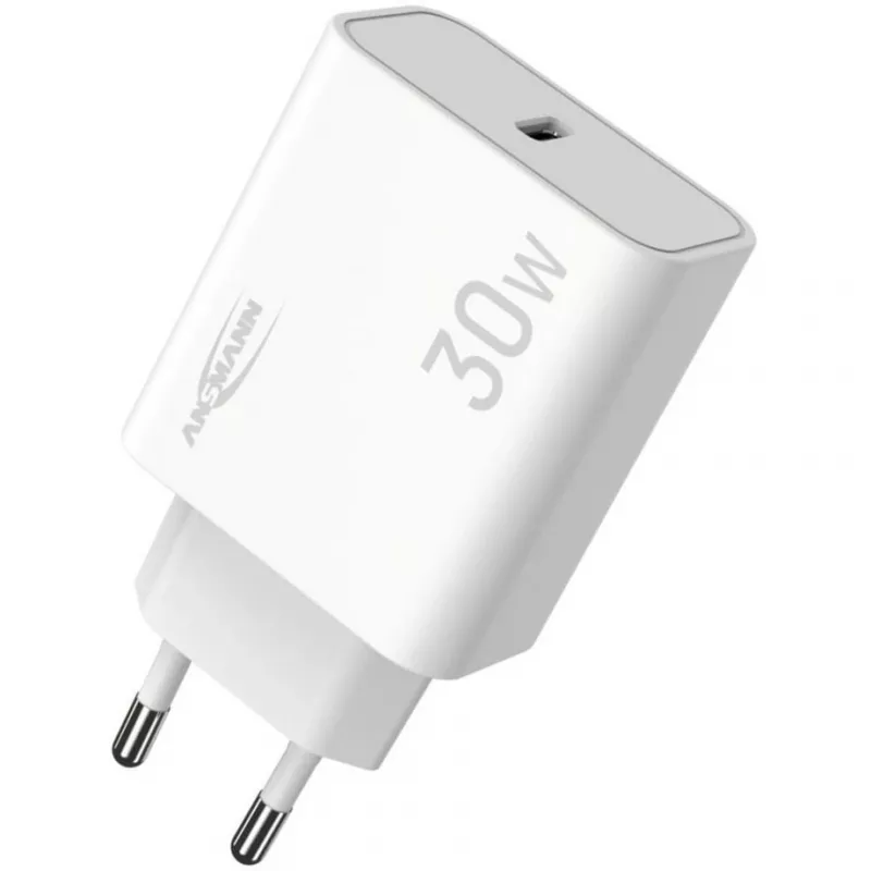 Ansmann Home Charger HC130PD caricabatterie USB, 1x USB-C, PPS, PD, Quick Charge, 30 W, bianco