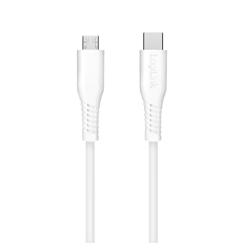 LogiLink CU0242 cavo USB 2.0 Type-C, USB-C maschio – micro USB maschio, 480 Mbps, 12 W, bianco, 1 m