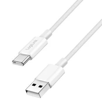 LogiLink CU0319 cavo USB 2.0 Type-C, A/M a C/M, 480 Mbps, 60 W, nylon, bianco, 0,15 m