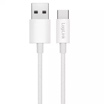 LogiLink CU0319 cavo USB 2.0 Type-C, A/M a C/M, 480 Mbps, 60 W, nylon, bianco, 0,15 m