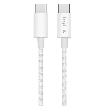 LogiLink CU0339 cavo USB 2.0 Type-C, C/M a C/M, 480 Mbps, 60 W, nylon, bianco, 0,15 m