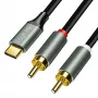 LogiLink CUA0140 cavo USB 2.0 Type-C a 2x RCA, audio stereo, alluminio, nero/argento, 1 m