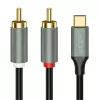 LogiLink CUA0142 cavo USB 2.0 Type-C a 2x RCA, audio stereo, alluminio, nero/argento, 2 m
