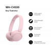 Sony WH-CH530 cuffie Bluetooth on-ear con microfono, riduzione del rumore, rosa