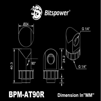 Bitspower Artemis BPM-AT90R-SL raccordo girevole a 90°, argento sabbiato