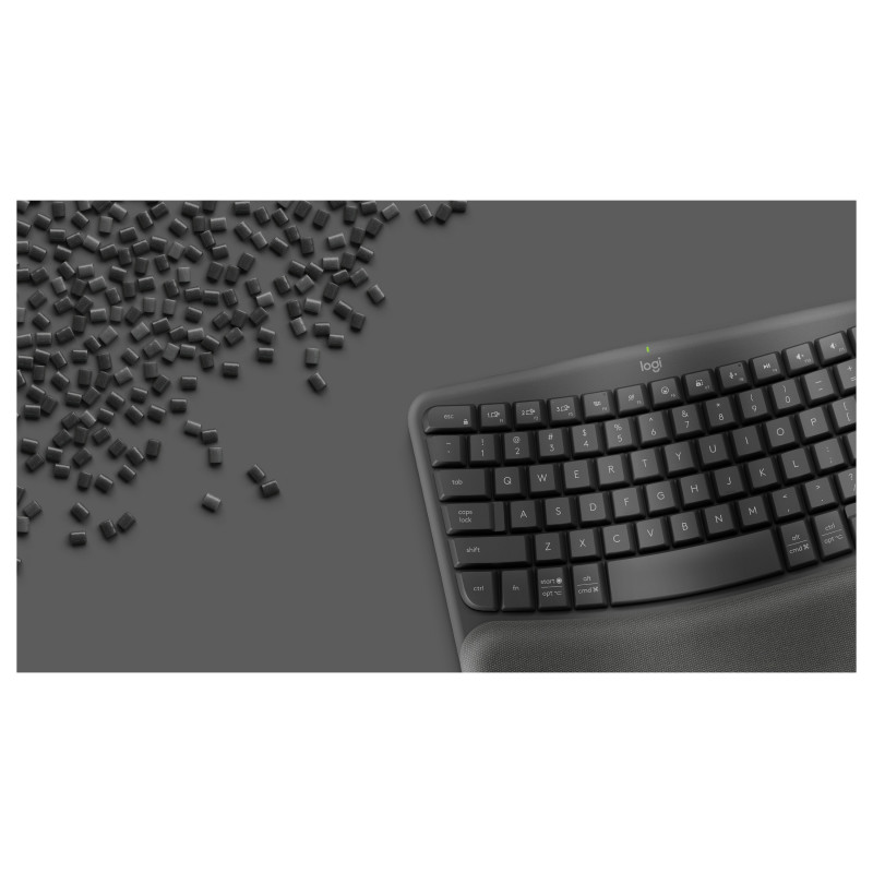 Logitech Wave Keys 920-012289 tastiera ergonomica wireless, 2,4 GHz / Bluetooth, layout svizzero (CH), grafite