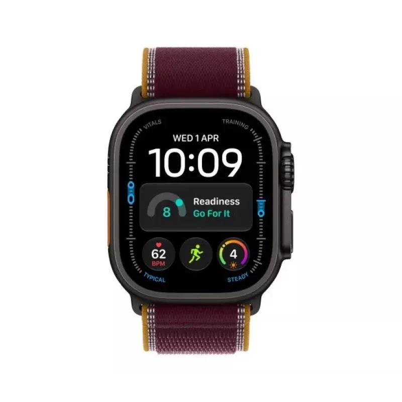 Apple Watch Ultra 4 smartwatch, GPS + Cellular, 49 mm, nero, Trail Loop bordeaux, M/L