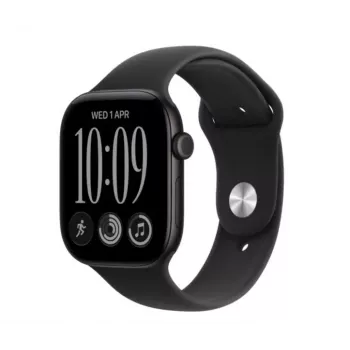 Apple Watch Series 12 GPS smartwatch, 46 mm, cassa in alluminio nero, cinturino sport nero S/M