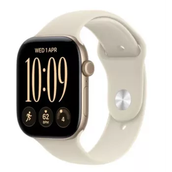 Apple Watch Series 12 GPS smartwatch, 46 mm, cassa in alluminio oro chiaro, cinturino sport sabbia S/M