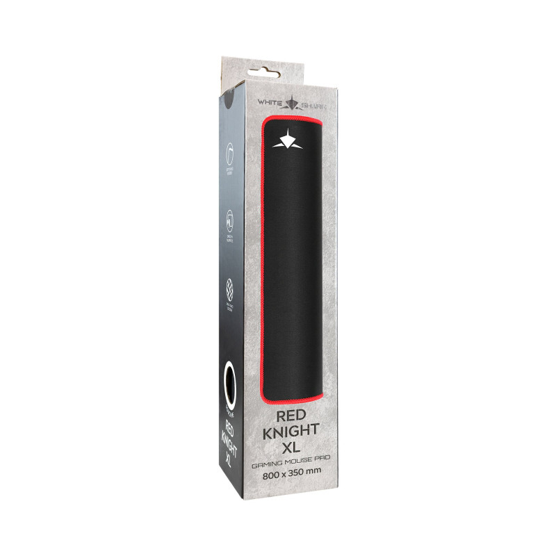 White Shark RED KNIGHT XL GMP-2502 tappetino per mouse da gaming, 800x350 mm, nero/rosso