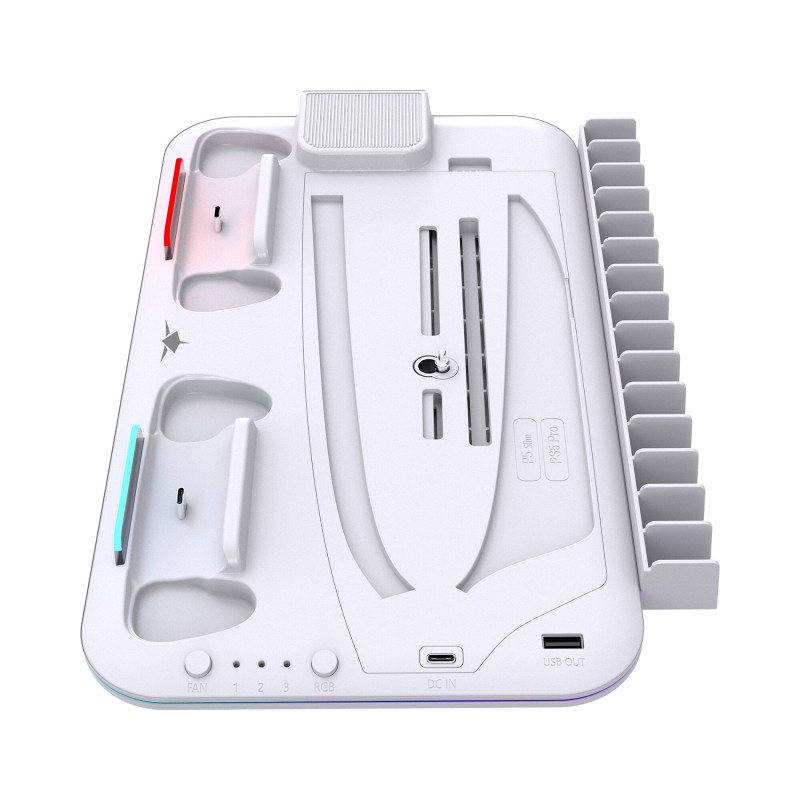 White Shark KIMURA PRO PS5 base di raffreddamento con 2 docking di ricarica, bianca