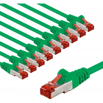 Goobay 67508 cavo di rete patch CAT 6, S/FTP (PiMF), 2 m, verde, 10 pz.