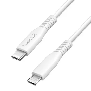 LogiLink CU0244 cavo USB 2.0 da USB-C a Micro-USB, 480 Mbps, 12 W, bianco, 2 m