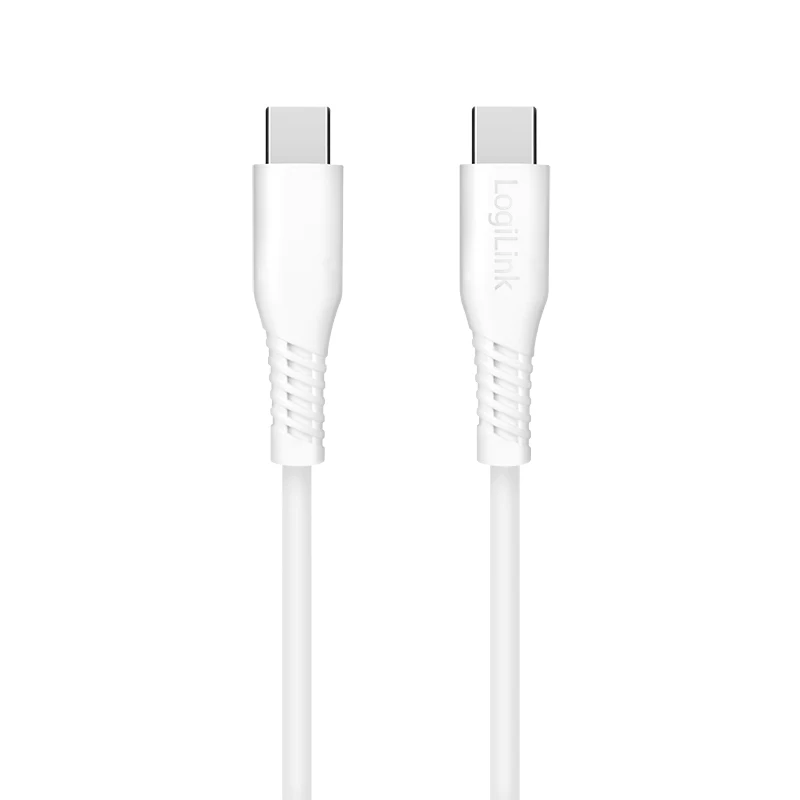 LogiLink CU0261 cavo USB 2.0 da USB-C a USB-C, 480 Mbps, 60 W, bianco, 0,5 m