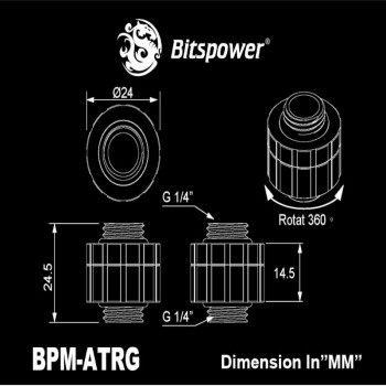 Bitspower Artemis BPM-ATRG-SL prolunga rotante, argento sabbiato