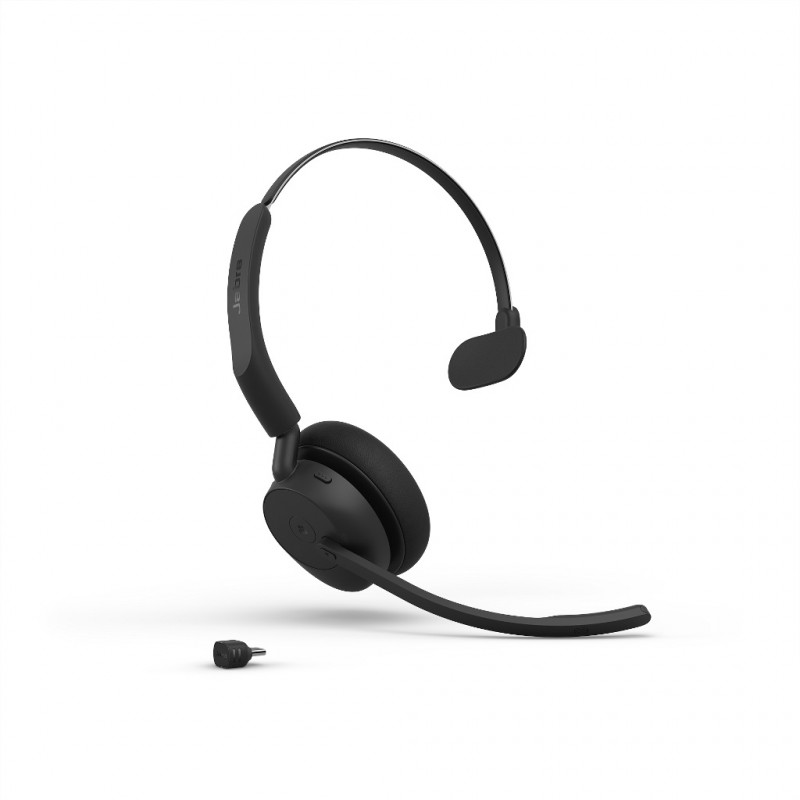 Jabra Evolve3 45 MS Mono cuffie con microfono e Link 390c, sovraurali, Bluetooth, nere