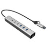 i-tec CAHUBMETAL6LANPD hub USB-C/USB-A in metallo, 6 porte, Gigabit LAN, Power Delivery 85 W, argento