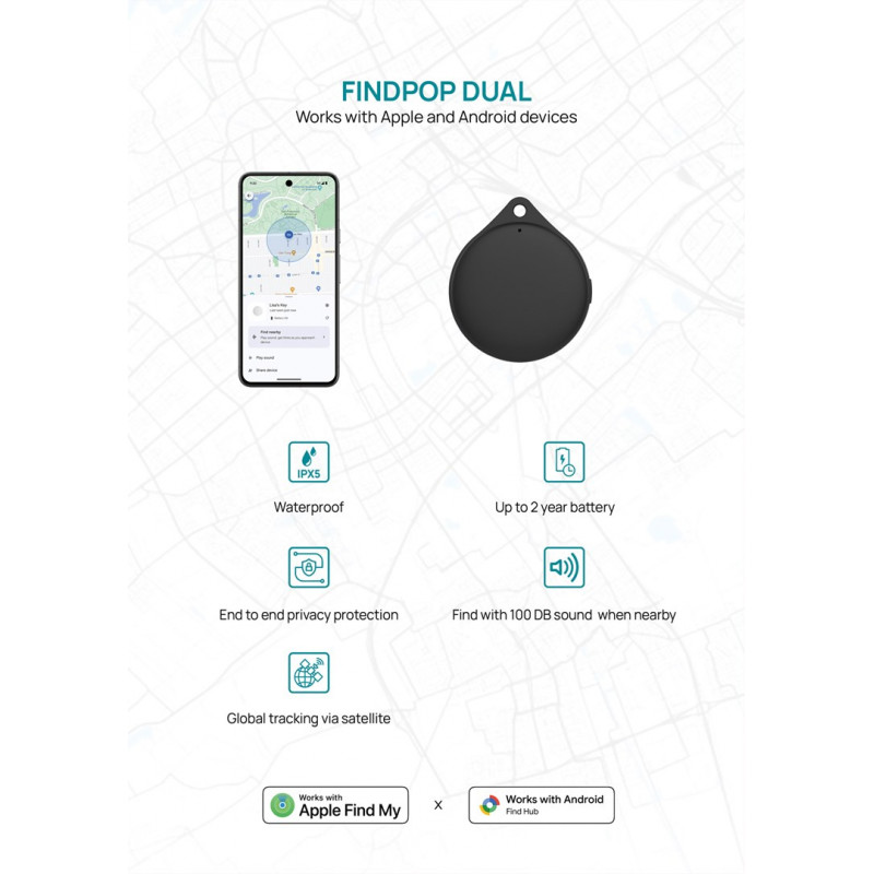 XD Design Connects Findpop Dual localizzatore, Apple e Android Find, IPX5, P301.1701