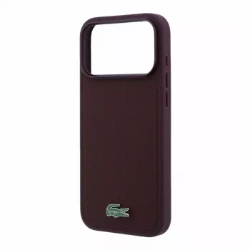 Lacoste PVC Iconic Petit Pique custodia MagSafe per iPhone 18 Pro Max / 17 Pro Max, logo in metallo, bordeaux