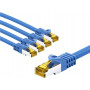 Goobay cavo patch RJ45 CAT 6A S/FTP (PiMF), 500 MHz, con cavo grezzo CAT 7, 3 m, blu (5 pz.)