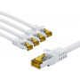 Goobay 69424 cavo patch RJ45 CAT 6A S/FTP (PiMF), 500 MHz, con cavo grezzo CAT 7, 2 m, bianco (5 pz.)