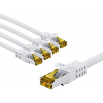 Goobay 69425 cavo patch RJ45 CAT 6A S/FTP (PiMF), 500 MHz, con cavo grezzo CAT 7, 3 m, bianco (5 pz.)