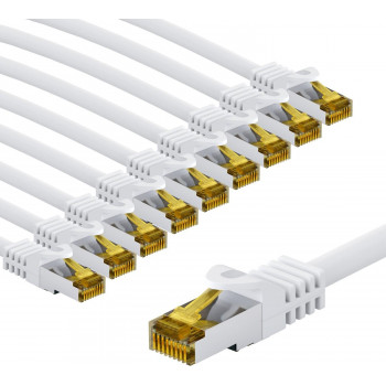 Goobay 69449 cavo patch RJ45 CAT 6A S/FTP (PiMF), 500 MHz, con cavo grezzo CAT 7, 2 m, bianco (10 pz.)