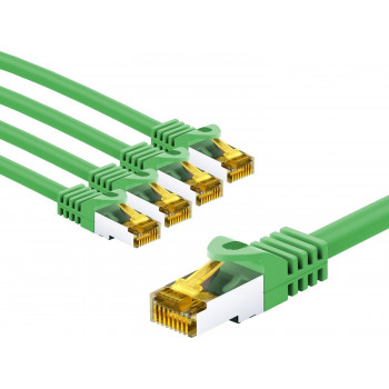 Goobay 69576 cavo patch RJ45 CAT 6A S/FTP (PiMF), 500 MHz, con cavo CAT 7, 2 m, verde (5 pz.)