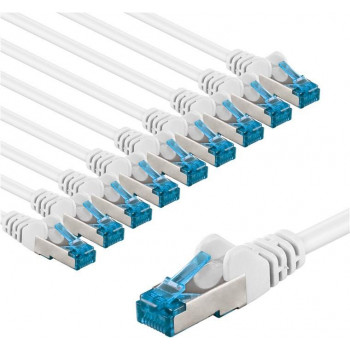 Goobay 67549 CAT 6A cavo patch, S/FTP (PiMF), 1 m, bianco, conduttore in rame (CU) (10 pz.)