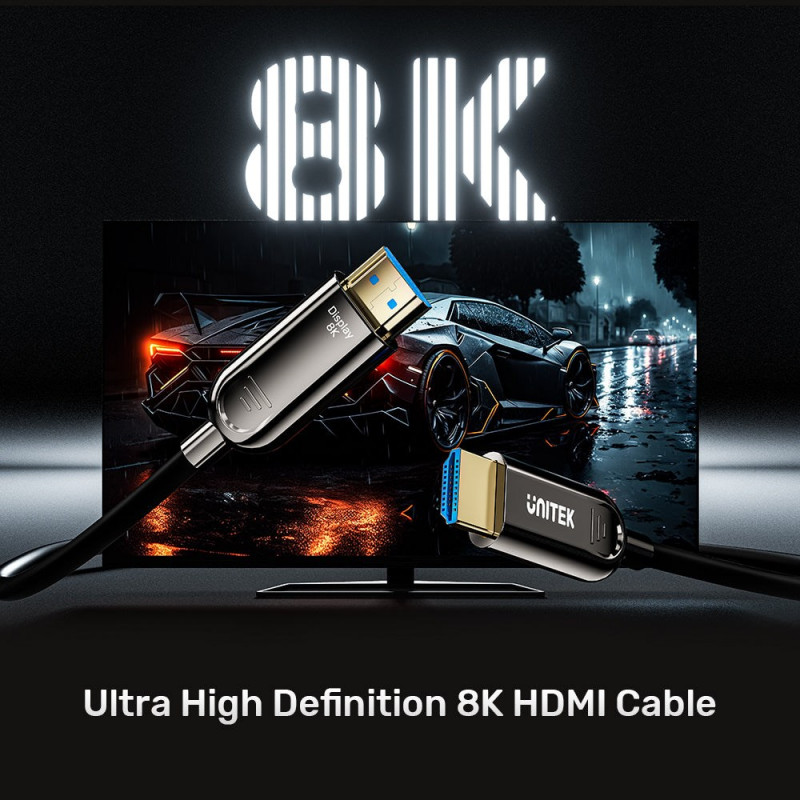 Unitek C11085GY01-50M cavo HDMI ottico, 50 m, 8K @ 60 Hz