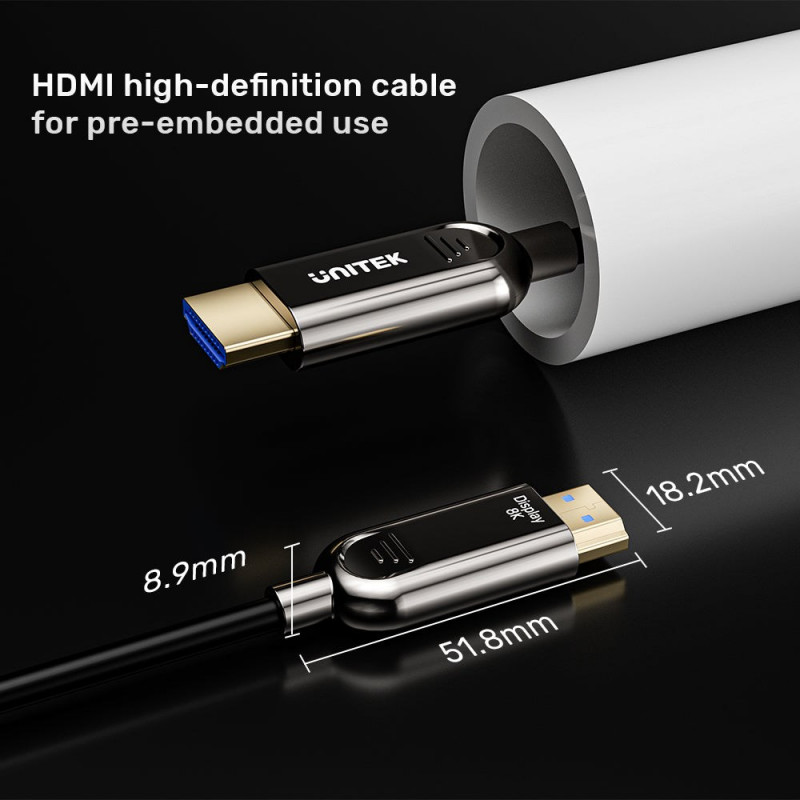 Unitek C11085GY01-50M cavo HDMI ottico, 50 m, 8K @ 60 Hz