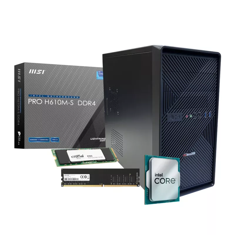 PC desktop PCBUiLDER HOME MASTER, Intel Core i3-14100, 8 GB DDR4, SSD M.2 NVMe da 480 GB, Windows 11 Home