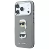 Karl Lagerfeld KF003253 custodia Saffiano con Karl & Choupette Heads Pins e logo per iPhone 18 Pro / 17 Pro, grigia