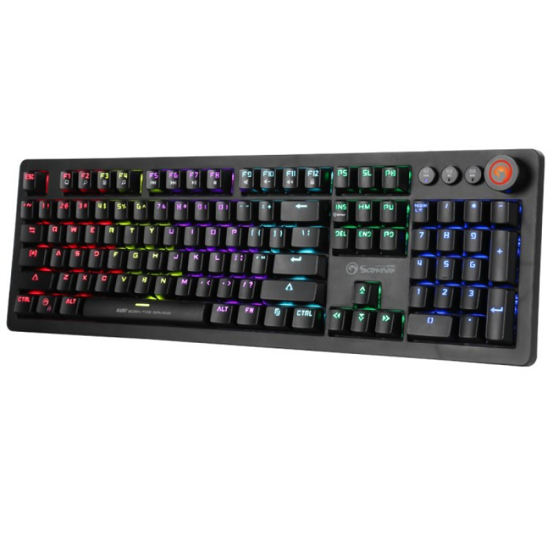 Marvo KG917 tastiera meccanica da gaming, layout US, RGB, switch Jixian Blue, USB, nera