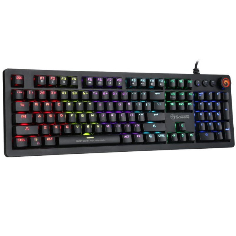 Marvo KG917 tastiera meccanica da gaming, layout US, RGB, switch Jixian Blue, USB, nera