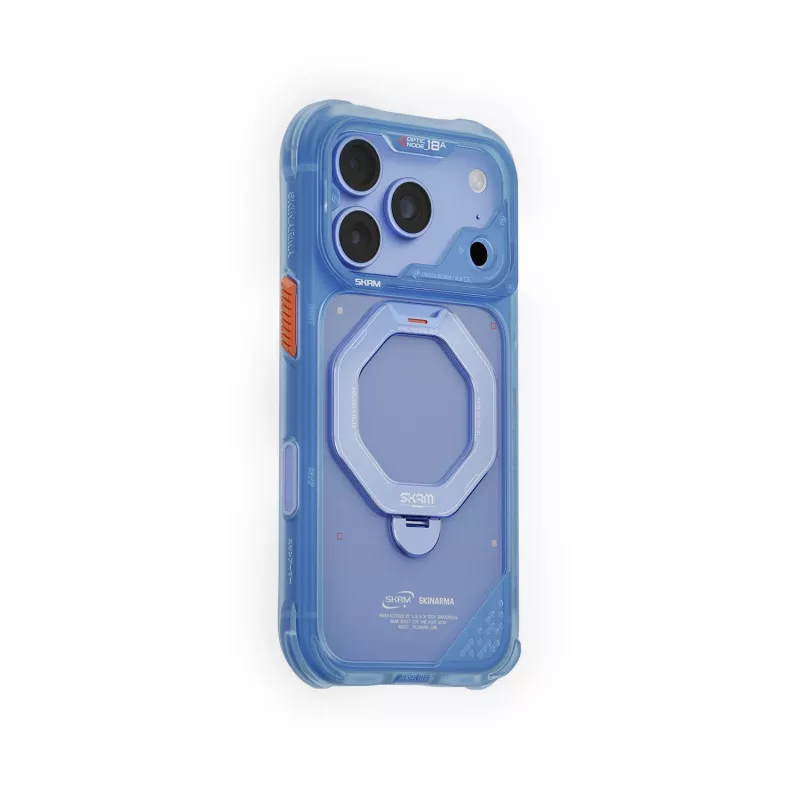 Skinarma Saturn Skin000483 custodia con MagSafe e RotatingKick Stand per iPhone 18 Pro / 17 Pro, blu